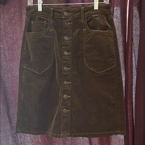 KUT Brown Corduroy Button-Front Skirt